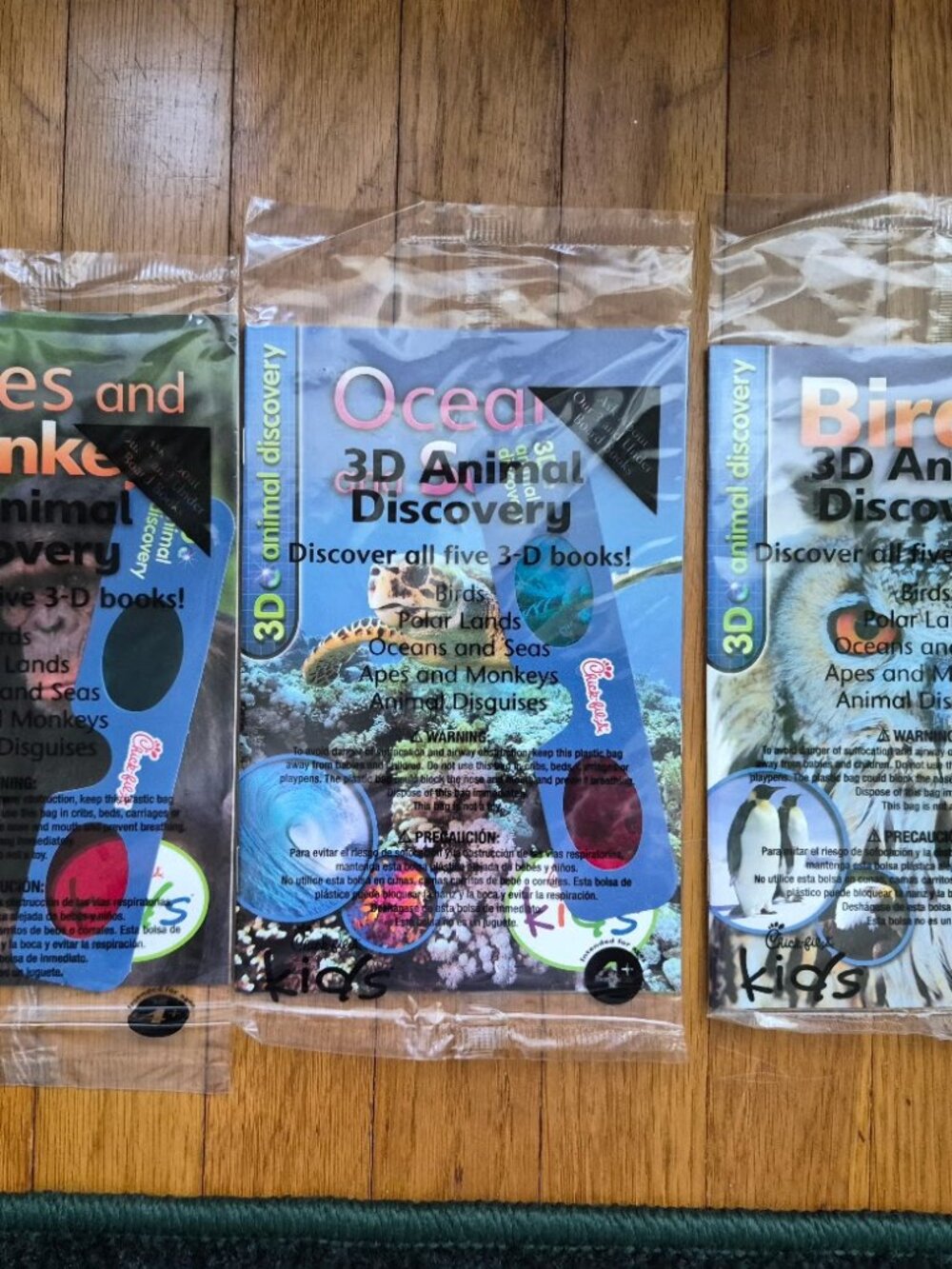 3 NEW 3 D Animal Discovery Books w/ 3D Glasses